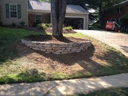 We Built The First Wall Front Yard Landscaping Design Terraced Landscaping Backyard Landscaping