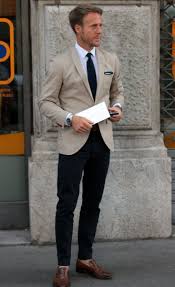Beige Blazer Anzug Mode Herrenkleidung