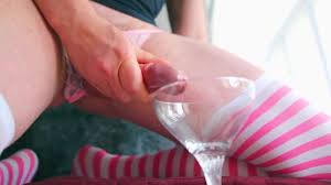 Femboy in Open Pink Panties Caresses his Straight Big Cock and Cums in a  Glass. Closeup Video watch online