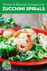 Shrimp Broccoli Scampi Over Zucchini Spirals Recipe Green Giant Recipe Recipes Veggie Recipes Zoodle Recipes