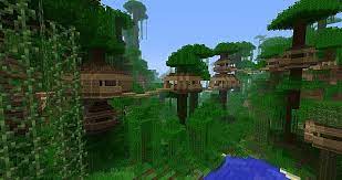Village is surrounded by large jungle trees. Tree Village Jungle Minecraft Map
