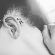 Pisces Sign Behind The Ear With Industrial Leo Constellation Tattoo Tattoo Behind Ear Pisces Tattoos