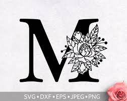 Download Floral Alphabet Letter M Svg Initial Svg Flower Monogram Etsy