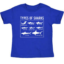 Types Of Sharks Chart Hammerhead Great White Ocean Novelty Toddler T Shirt