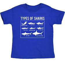 types of sharks chart hammerhead great white ocean novelty toddler t shirt