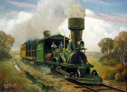 Today, it is preserved at the smithsonian institution. A Painting By Grif Teller Featuring The Camden Amboy S Early John Bull 2 4 0 Locomotive Which First Operated In The Early 183 Railroad Art Train Train Art