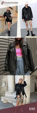 Zara Oversized Leather Biker Jacket Faux Leather Jacket Dropped Shoulder Oversized Size L Xl And S M Za Leather Biker Jacket Biker Jacket Faux Leather Jackets