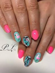 Nail Design Nail Ideas Palms Summer Flamingo Nails Pink Summernails Beach Nail Designs Flamingo Nails Trendy Nails