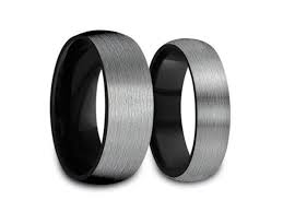 6mm 8mm Brushed Gray Tungsten Wedding Band Set Dome And Black Interior Tungsten Wedding Band Sets Tungsten Wedding Bands Wedding Band Sets
