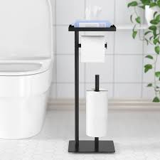 Toilet Paper Holder Stand with Phone Shelf
