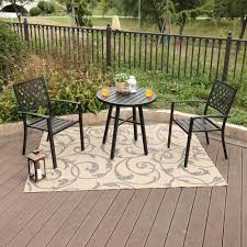 The table features a wine rack under the table and keeping your favorite wine close. Patio Furniture Sets Phi Villa Outdoor Patio Metal 3 Piece Bistro Furniture Set With 2 X Chair 1 X Table Bistro Sets