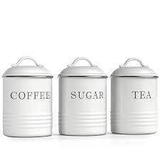 Collection by ella kolle • last updated 1 day ago. Buy Barnyard Designs Airtight Kitchen Canister Decorations With Lids White Metal Rustic Farmhouse Country Decor Containers For Sugar Coffee Tea Storage Set Of 3 4 X 6 75 Online In Indonesia B07d46lxyg