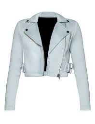 Baby Blue Jacket Crop Pastel Biker Jacket Fall Fashion Denim Jacket Women Clothes Cropped Biker Jacket