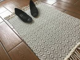 Black And White Kitchen Floor Mats Washable Easy To Care For Cotton Rugs Fit My Lifestyle And My Farmhouse Decor Bathroomrugs Cotton Rug Rug Runner Rugs