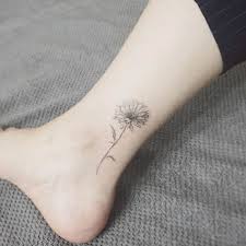 Black And Grey Sunflower Tattoo Small Black And Grey Ink Daisy By Tattooist Flower Ankle Tattoos For Women Simplistic Tattoos Tattoos