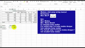 Mencari Mean Median Dan Modus Menggunakan Microsoft Excel Youtube