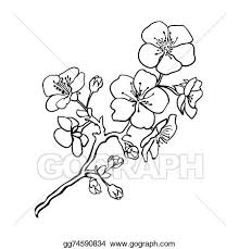 Black And White Cherry Blossom Clip Art Vector Clipart Twig Cherry Blossoms Vector Illustration Gg74590834 Gograph In 2020 Cherry Blossom Drawing Vector Illustration Cherry Blossom Vector