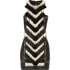 Balmain Embellished Leather Mini Dress Leather Mini Dress Black Beaded Dress Short Black Cocktail Dress