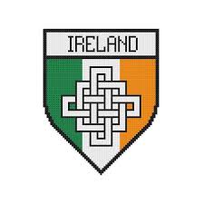 Cross Stitch Pattern Ireland Crest Irish Flag Celtic Knot