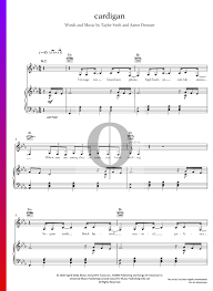 Sheet music arranged for piano/vocal/chords, and singer pro in eb major (transposable). Cardigan Sheet Music Piano Voice Guitar Pdf Download Streaming Oktav