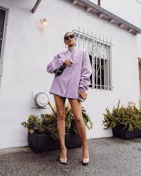 Emily ratajkowski wears a floral print minidress and white sneakers while out for stroll with her dog in new york city · lottie moss flaunts her legs in . Shay Mitchell Beautiful Long Legs In Purple Jacket Photoshoot Thefappening