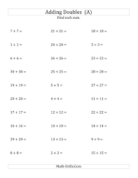 Adding Doubles Large Numbers A Addition Worksheet Math Fact Worksheets Integers Worksheet Math Worksheet