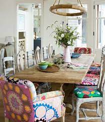 This mid century indigo boho dining room by lauren nelson design gets recreated for less by copycatchic luxe living for less budget home decor. Belle Maison Quirky Home Decor Mismatched Dining Chairs Dining Room Decor