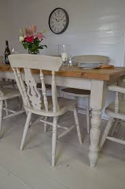 This Large Farmhouse Dining Set Has A Substantial Table Which Can Easily Seat Up To 8 People W Farmhouse Kitchen Tables Farmhouse Dining Farmhouse Dining Room