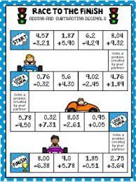 Race To The Finish Math Game Adding Subtracting Decimals Math Games 6th Grade Math Games Subtracting Decimals
