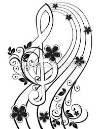 Musical Background With A Treble Clef And A Flower Pattern Dessin Musique Dessin De Colibri Dessin De Musique