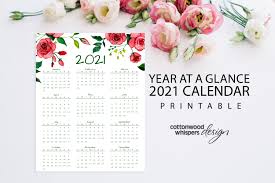25 26 27 28 29 30 31. Year At A Glance Calendar 2021 Printable Calendar Letter Etsy At A Glance Calendar Calendar Printables Printable Calendar