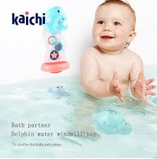 Baby and toddler stockists will have special plastic devices that can be put into a bath, which supports baby or toddler so that they can stay in a seated position and play in the bath, allowing them to feel like they have some control over the whole bathing situation. Kaichi Bathing Water Toys Baby Baby Children Playing On The Beach Dolphin Water Boat