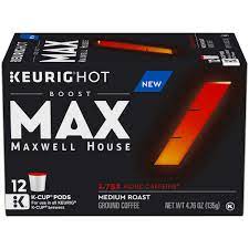 Amazon.com: Maxwell House MAX Boost 1.75x Caffeine Medium Roast K-Cup Coffee  Pods (12 Pods) : Grocery & Gourmet Food