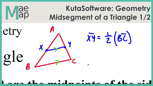 Discussion question 1) given the length of a side of a triangle, what do you notice about the length of the midsegment that is parallel to it? Kutasoftware Geometry Midsegment Of A Triangle Part 1 Youtube