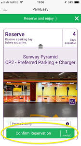 Sunway pyramid is deploying the smart parking system uses the license plate recognition (lpr) technology to detect the entry and exit of the vehicle. Parkeasy Reserve Shell Recharge Sunway Pyramid Parkeasy