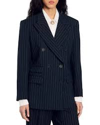 Sandro Courbevoie Striped Blazer - Black | Editorialist
