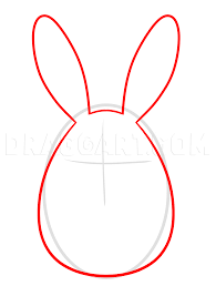 Next you will want to draw a round shape for his head. How To Draw An Easter Egg Bunny Step By Step Drawing Guide By Dawn Dragoart Com