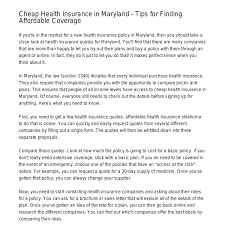 Maybe you would like to learn more about one of these? Cheap Health Insurance In Maryland Tips For Finding Affordable Coveragelhhun Pdf Pdf Docdroid
