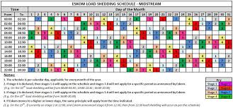 This means that load shedding starts with the group/s that is/are earmarked on the schedule at that specific time and day of the month. Midstream Mes On Twitter Eskom Calendar Day Load Shedding Schedule For Midstream Https T Co Gzsutz7sff Twitter