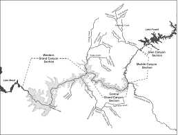 Upriver is towards the bottom of the map/log. Map Of The Colorado River In Grand Canyon Showing The Location Of The Download Scientific Diagram