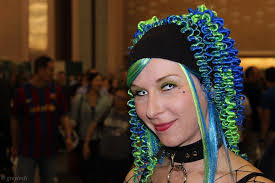 electric blue-green rave girl