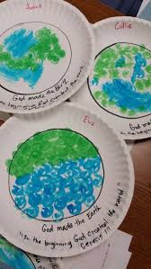 Creation Craft God Created The World Used Dot Paints To Make Land And Sea Preschool Bible Lessons Toddler Sunday School Creation Crafts