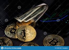 Wallet With Us Dollar Bills And Bitcoin Cryptocurrency Coins
