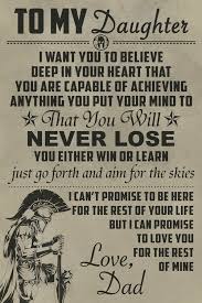 Wa072 To My Daughter English Warrior Poster Father Quotes Dad Quotes Father Son Quotes