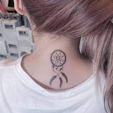 Back Dream Catcher Tattoo Small White T Shirt Rose Gold Long Hair Dream Catcher Tattoo Dream Catcher Tattoo Design Tattoos