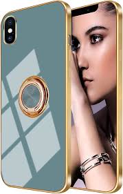 Amazon.com: Omorro for iPhone X/Xs Case for Women Ring Holder, Built-in 360  TPU Rotation Kickstand Rings Cases with Stand Glitter Plating Rose Gold  Edge Work with Magnetic Mount Slim Sleek Luxury Case