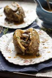 Mushroom Gravy Swiss Cheese Stuffed Baked Potatoes One Sweet Mess Stuffed Mushrooms Stuffed Baked Potatoes Food