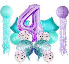 Buy today & save, plus get free shipping offers on all party supplies. Buy Adlkgg Birthday Decorations Mermaid Theme Party Under The Sea Party Supplies Hanging Jellyfish Paper Lanterns Balloons Number 4 Foil Balloons For Mermaid 4th Birthday Party Decorations Online In Turkey B08tts8zsg