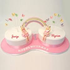 Happy Birthday Wishes For Twins Sisters Write Name On Happy Birthday Pink Cake For Twins Sister Twin Birthday Cakes Birthday Cake Writing Twins Cake