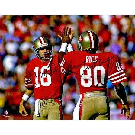 Joe Montana Jerry Rice San Francisco 49ers Dual Signed 11" x 14" Red Jersey  Photograph